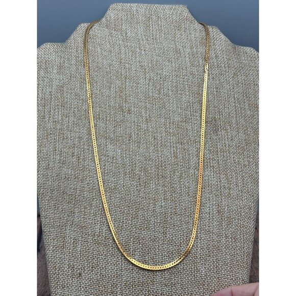 Gold Tone Herringbone Double Strand Chain Necklace Convertible 2 Chains 17" 21" - Picture 6 of 12